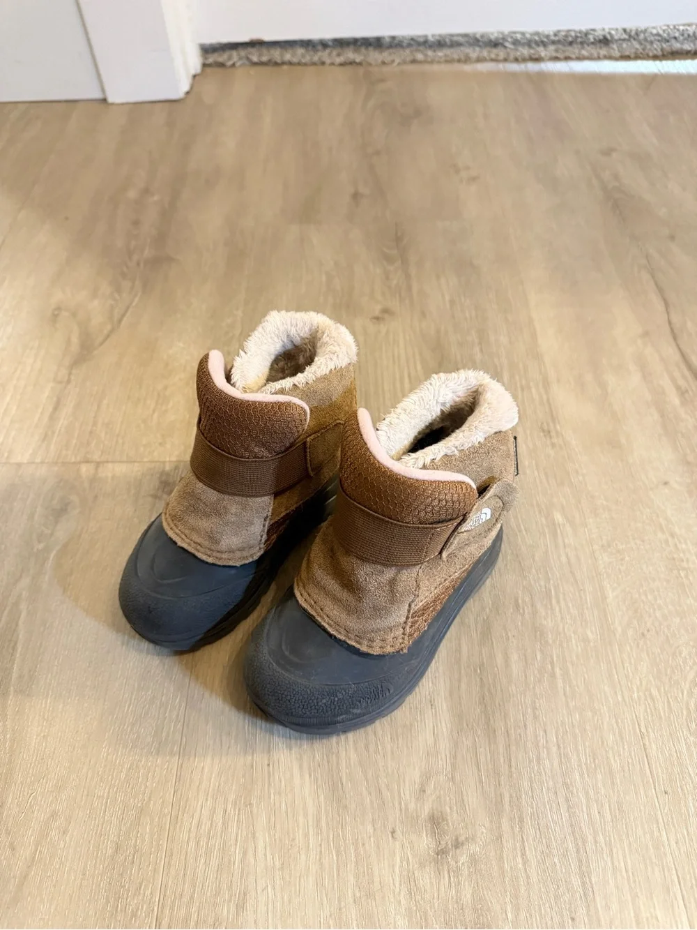 The North Face Brown Kids Snow Boots with Black Rubber Sole
